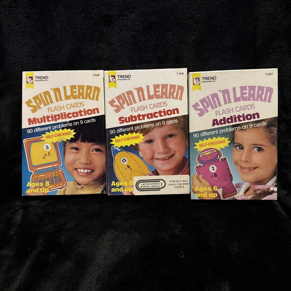 Vintage 1984 Spin 'N Learn Flash Cards Addition Subtraction Multiplication